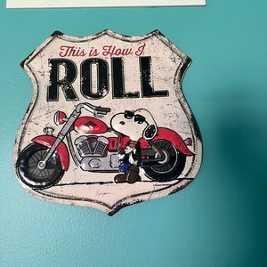 Snoopy Wall Sign - motorcycle